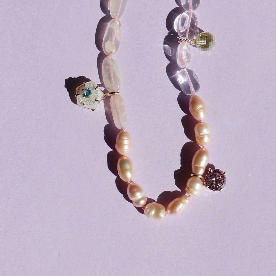 Light Tone Phone Chain with Flower