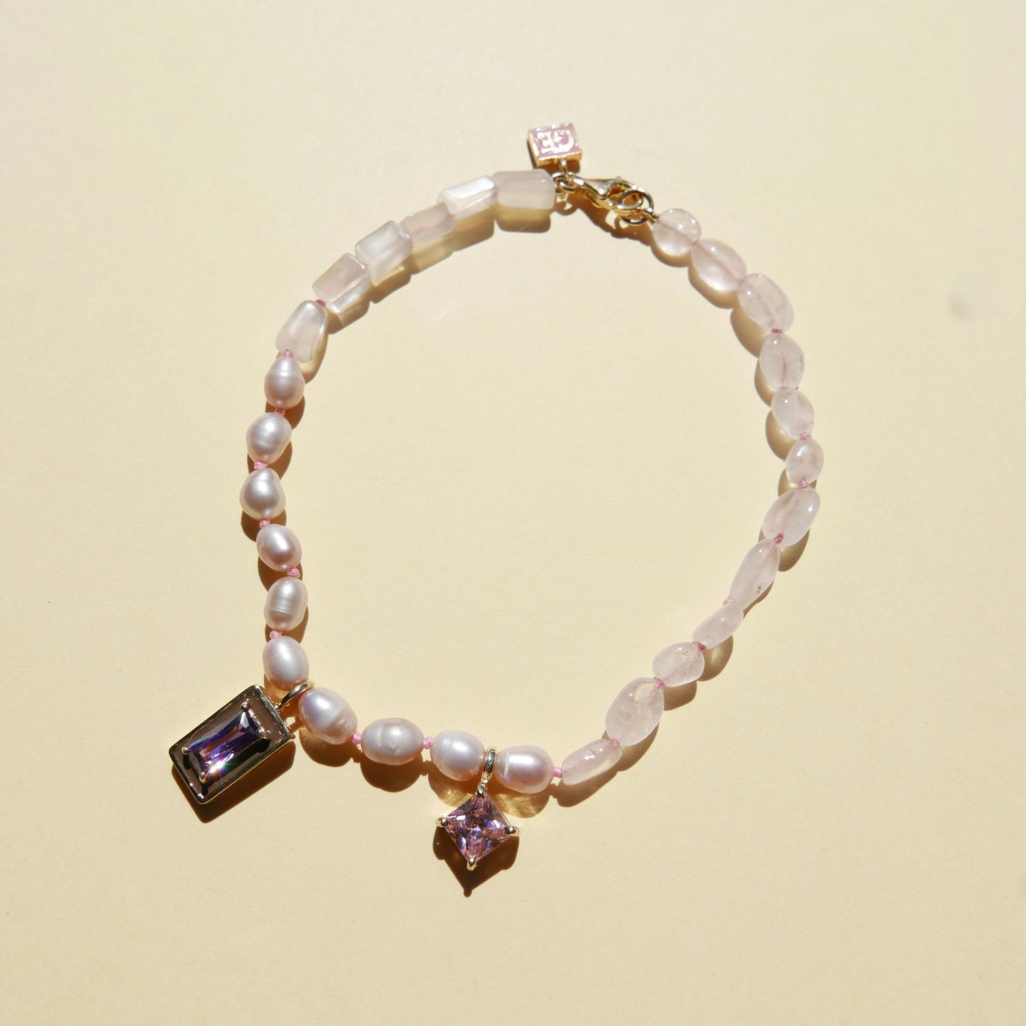 Light Tone Pearl & Enamel Anklet