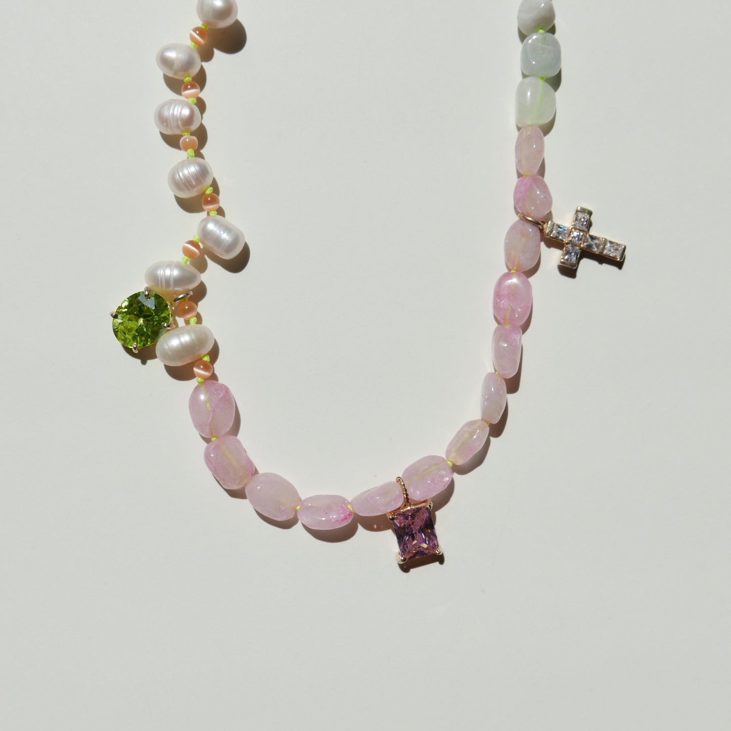 Summer Tone Necklace with a Mini Cross