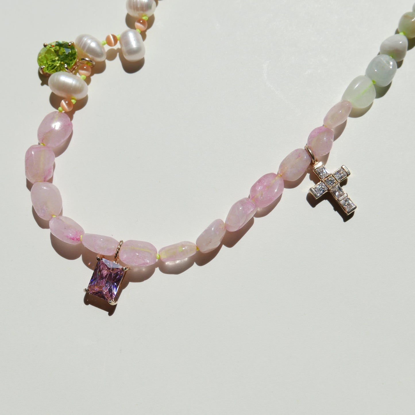 Summer Tone Necklace with a Mini Cross