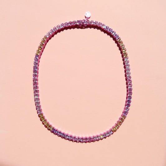 Pink Tennis Necklace