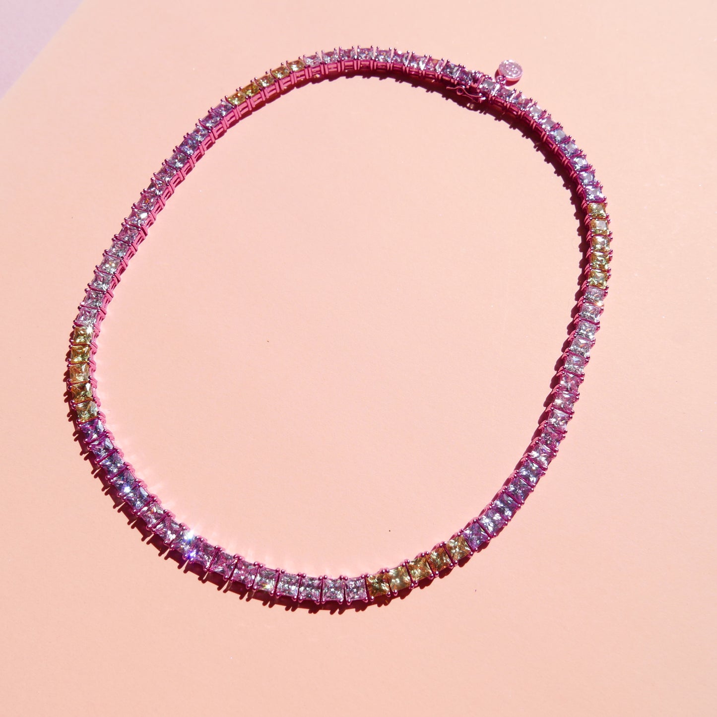 Pink Tennis Necklace