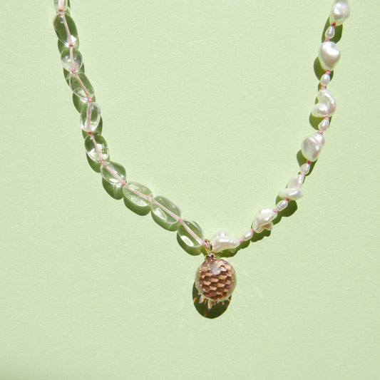 Pink Pendant with Keshi Pearls