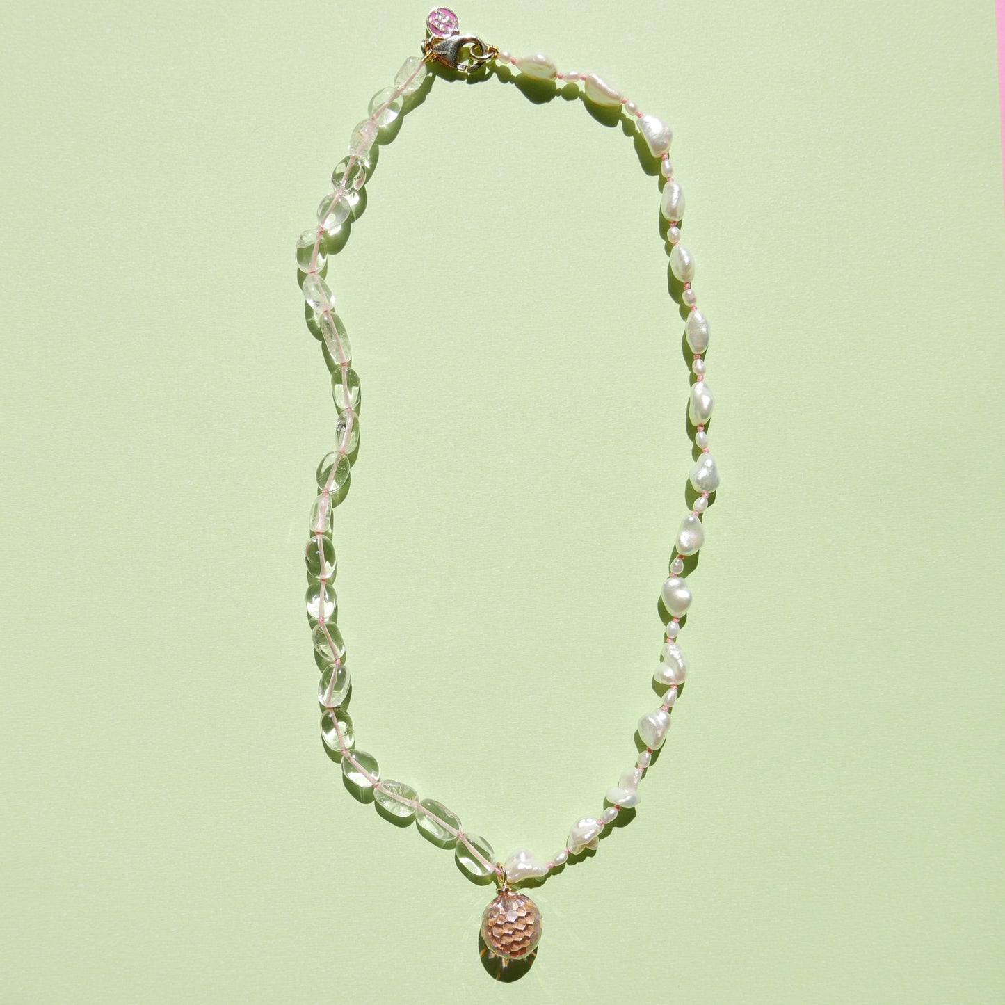 Pink Pendant with Keshi Pearls