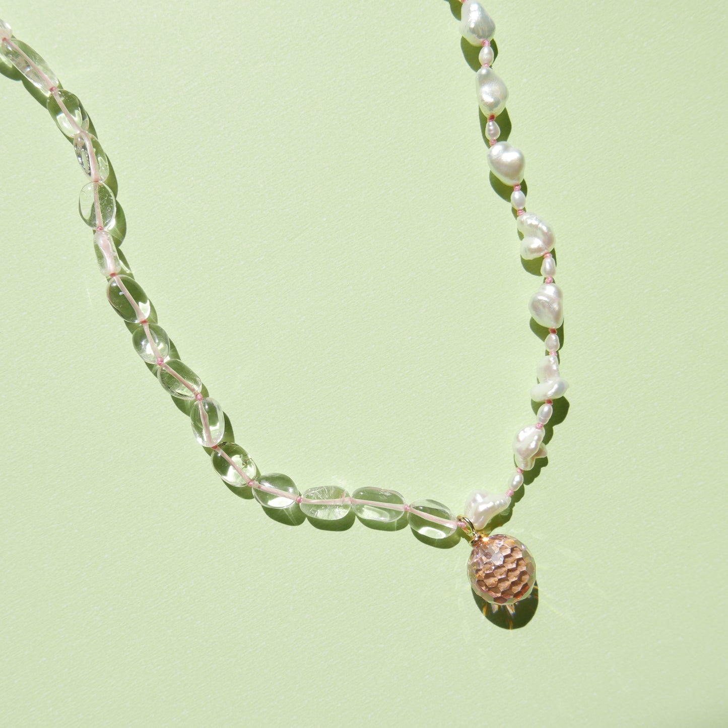 Pink Pendant with Keshi Pearls