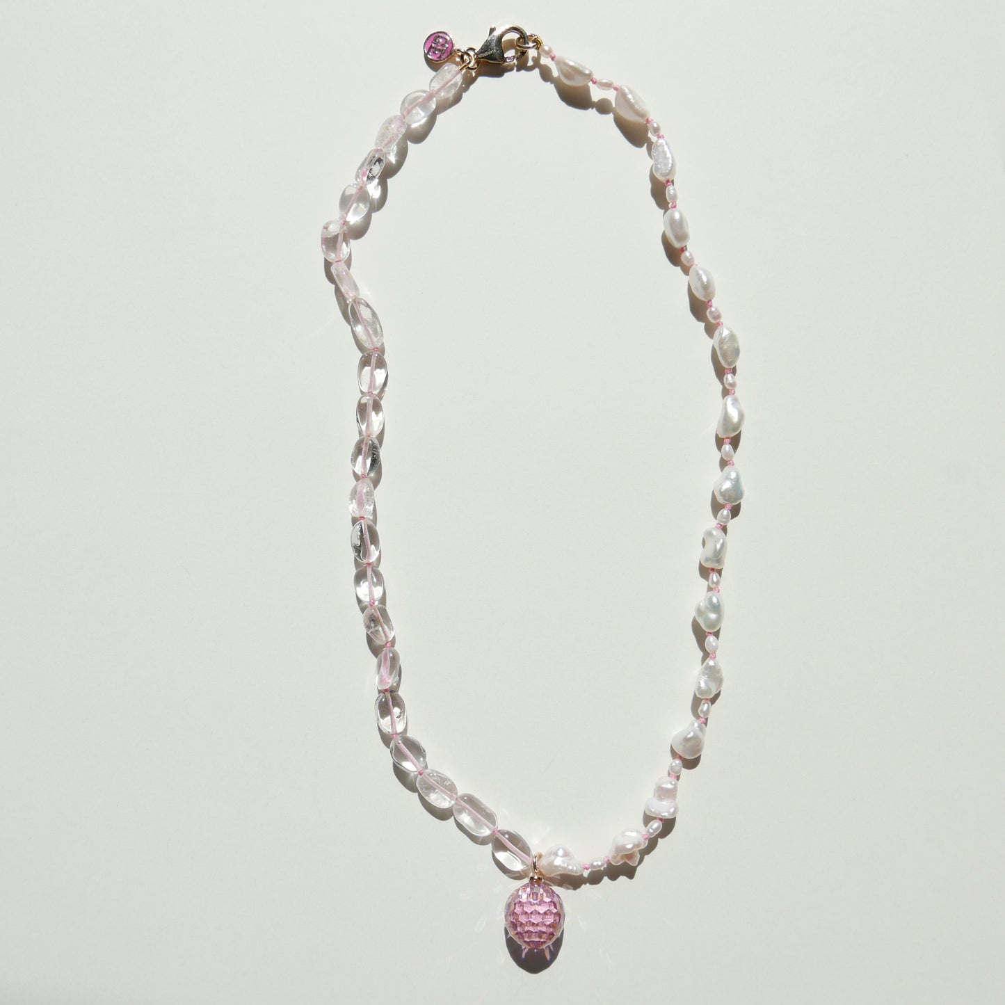 Pink Pendant with Keshi Pearls