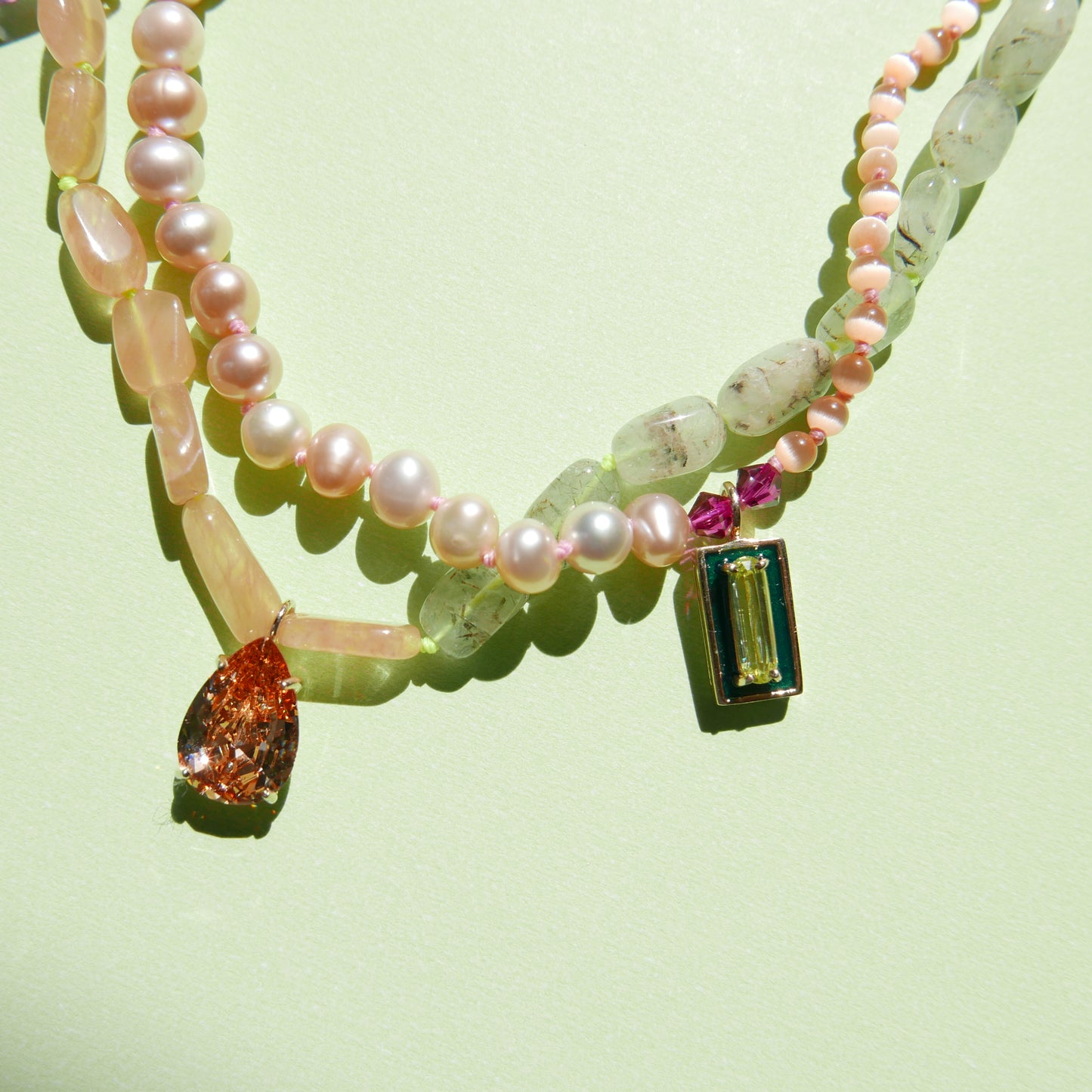 Summer Tone Double Enamel Necklace