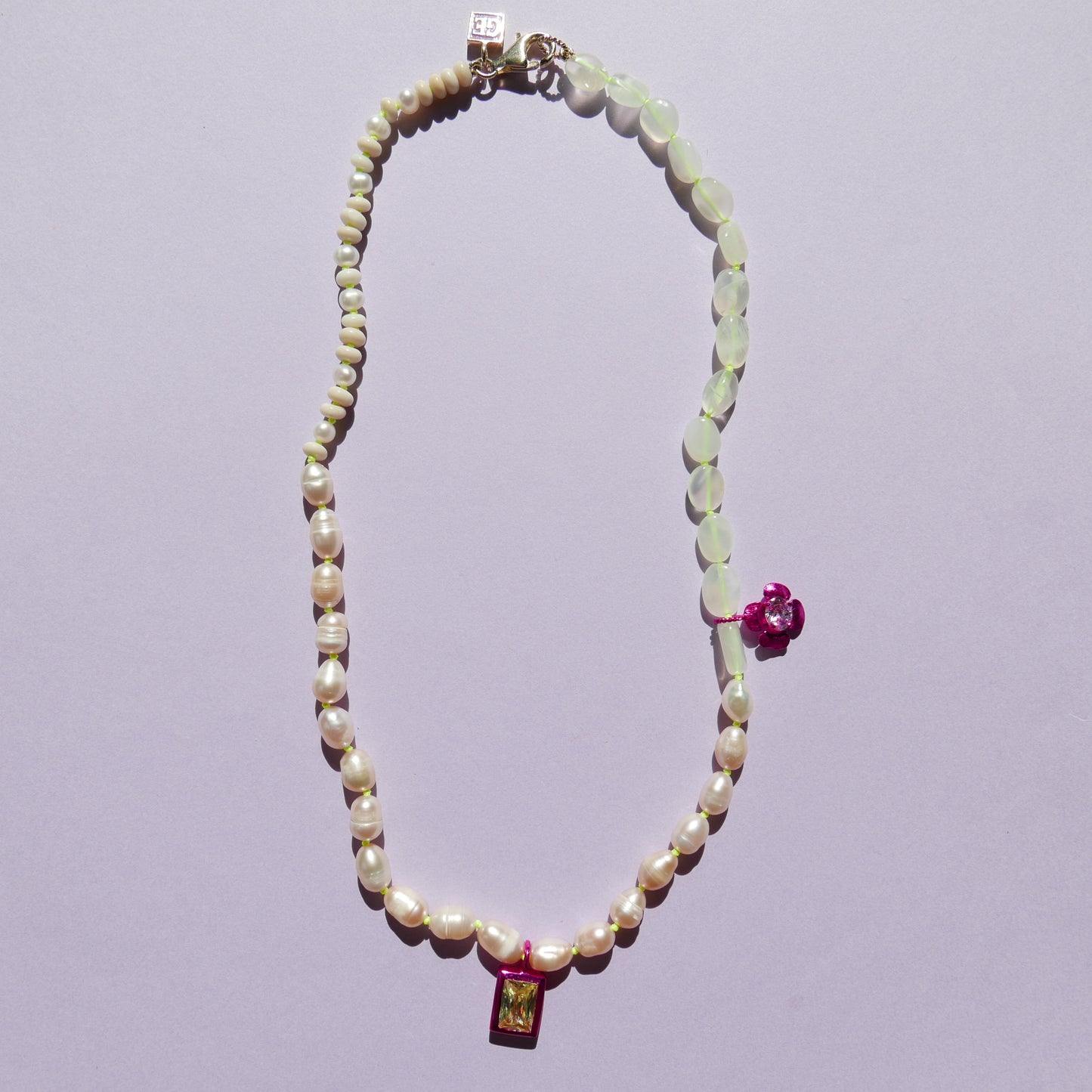 Pearl Necklace with Electric Pendants