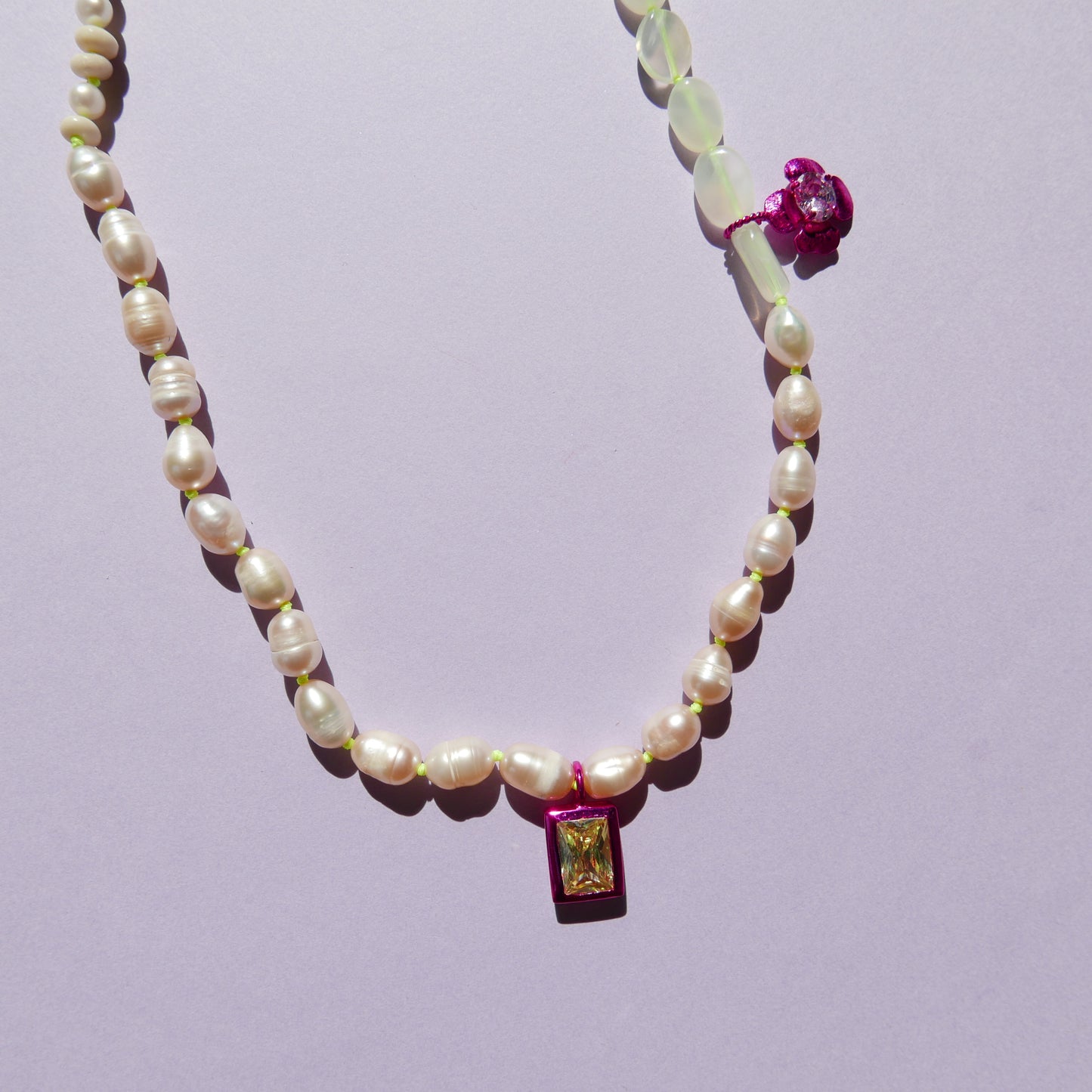 Pearl Necklace with Electric Pendants