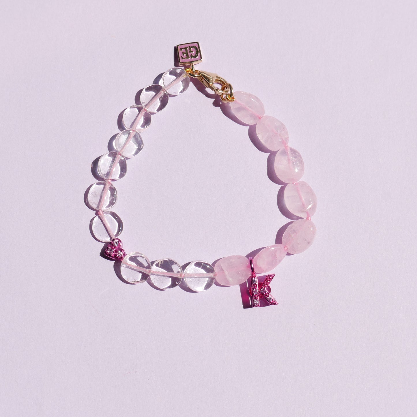 Pink Electric Bracelet with a "K" & Mini Heart