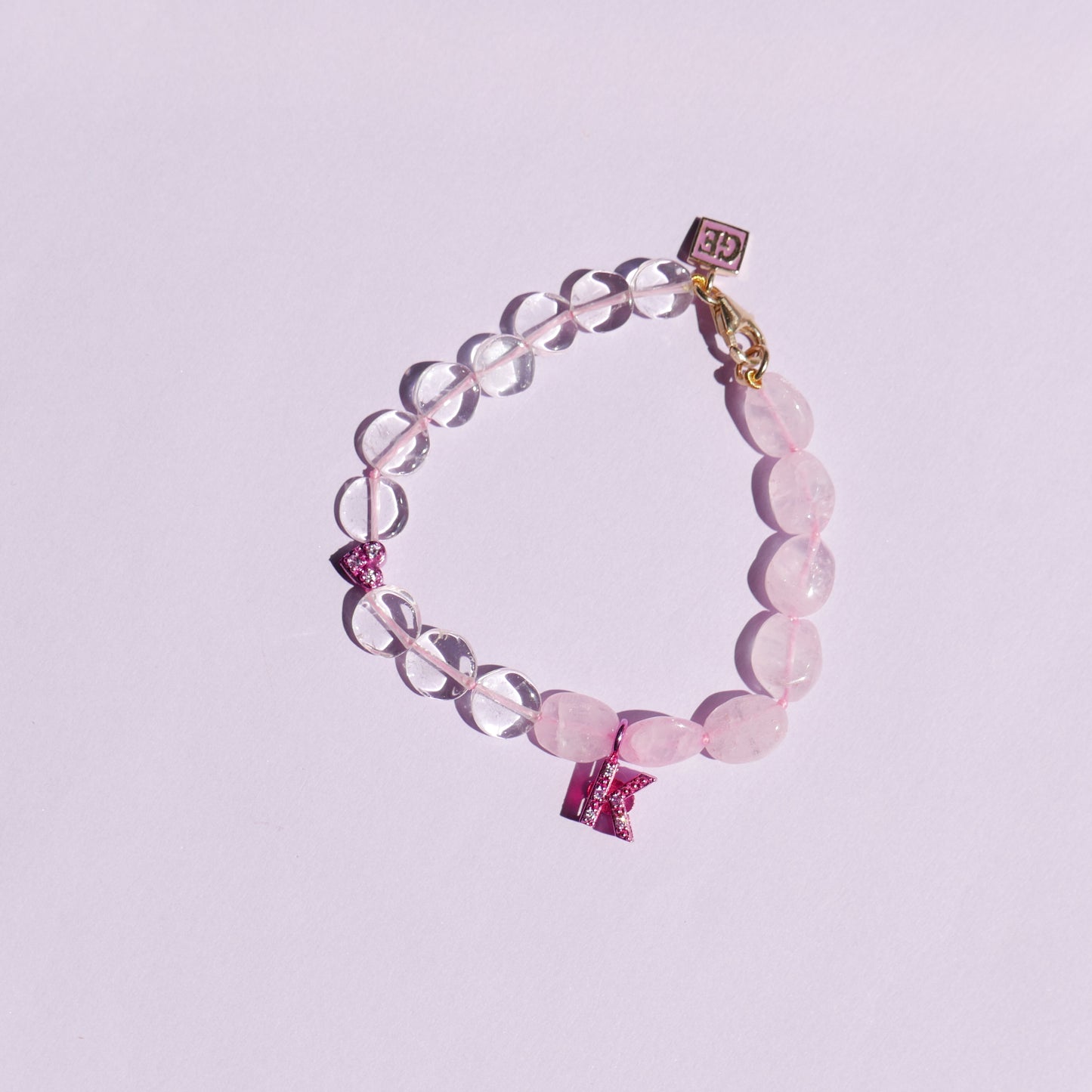 Pink Electric Bracelet with a "K" & Mini Heart