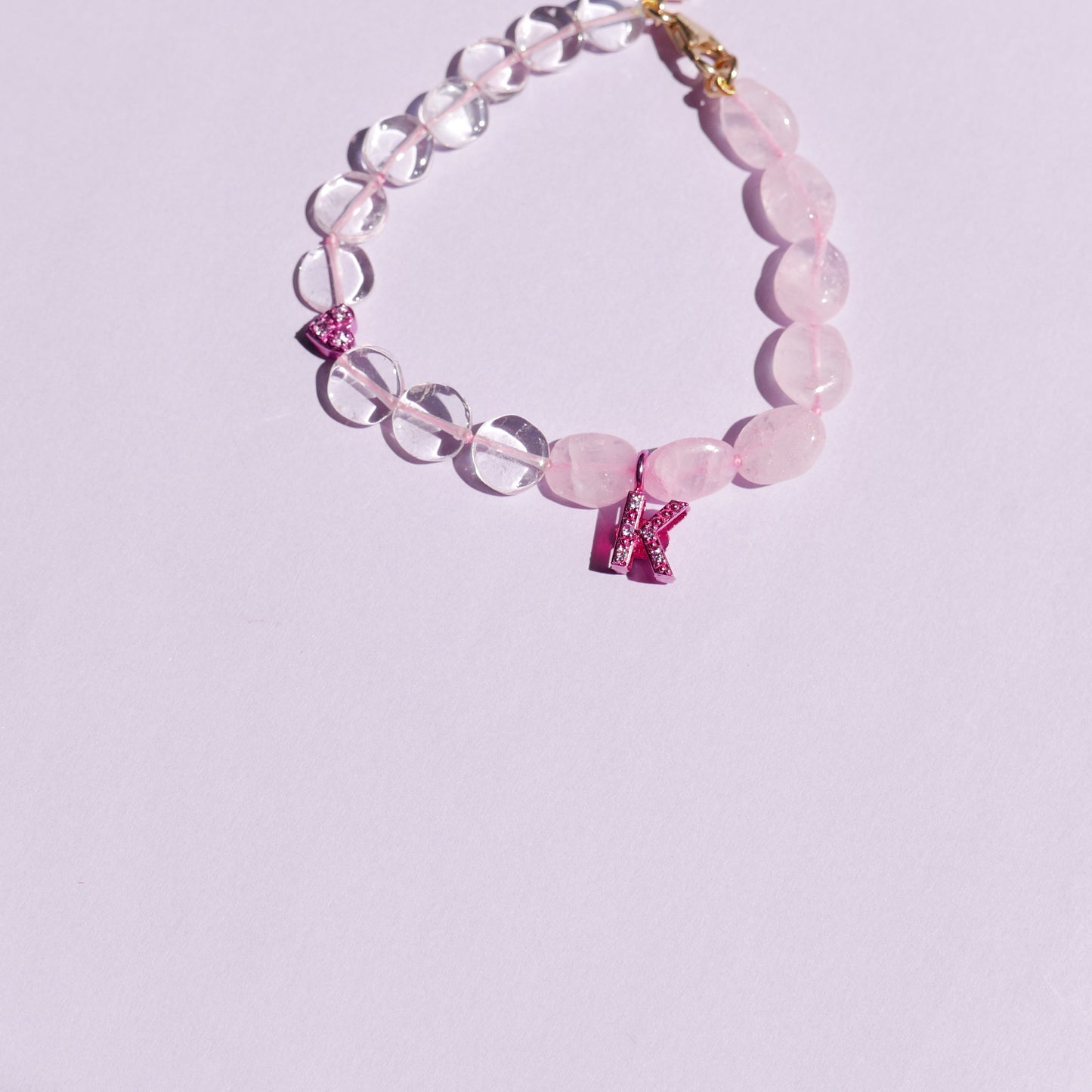 Pink Electric Bracelet with a "K" & Mini Heart