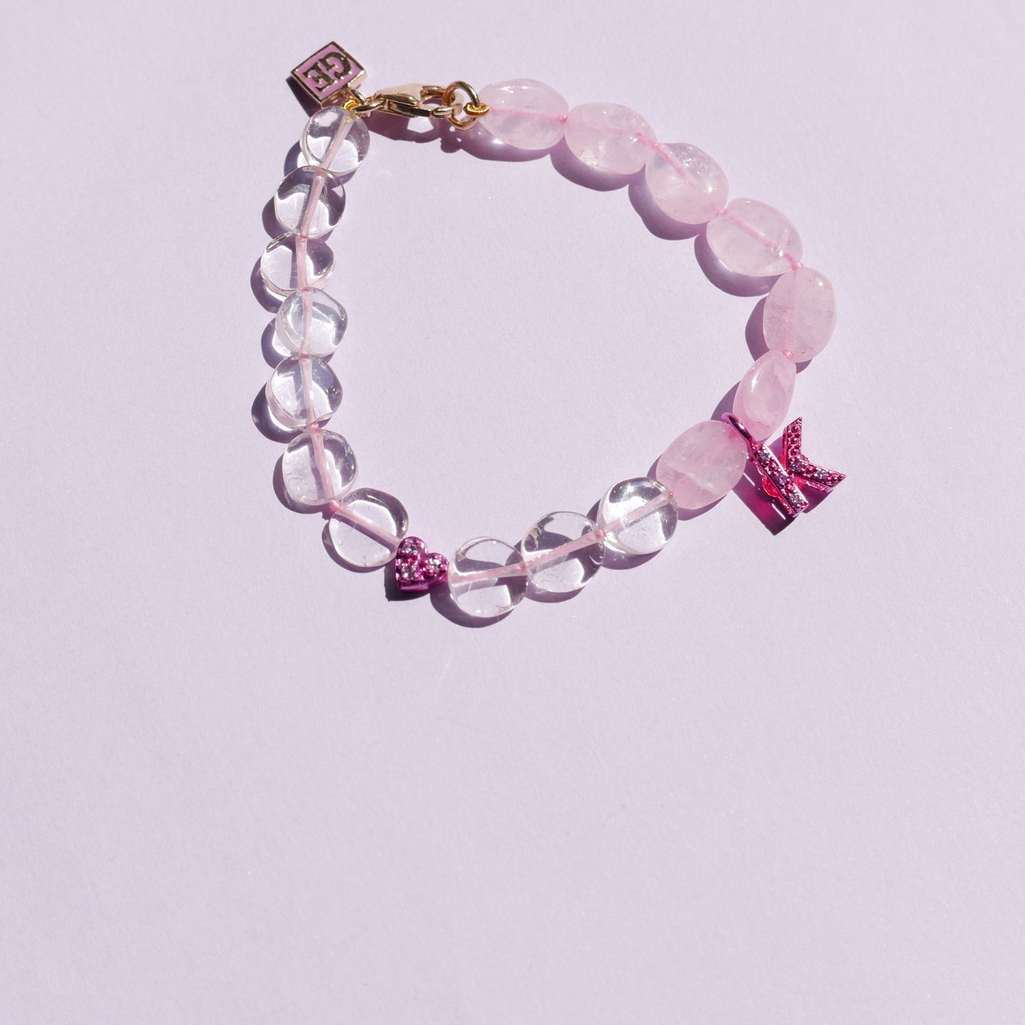 Pink Electric Bracelet with a "K" & Mini Heart