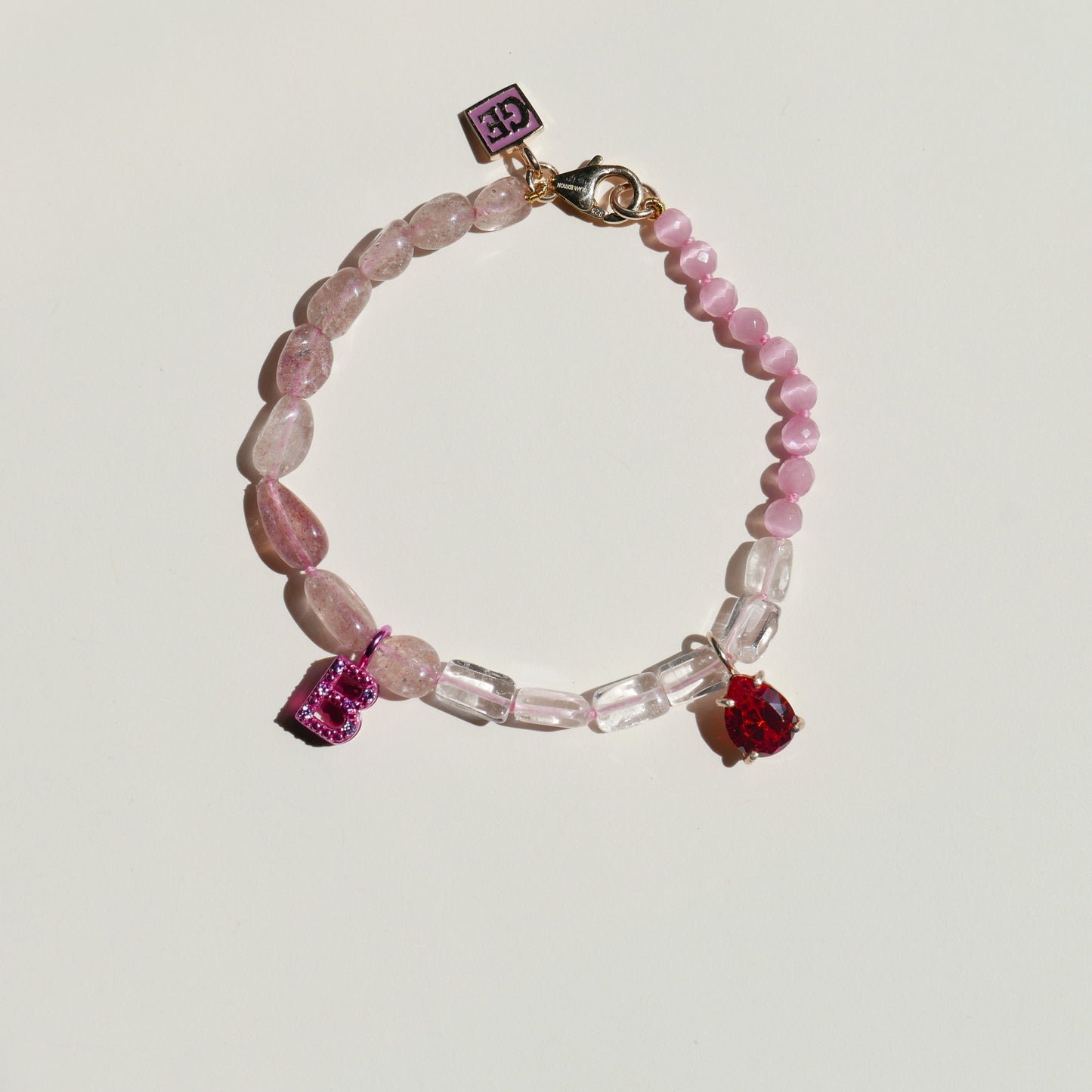 Cherry Bracelet with a "B" Pendant