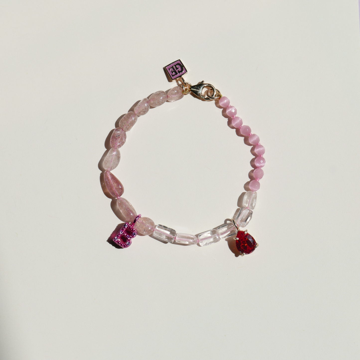 Cherry Bracelet with a "B" Pendant