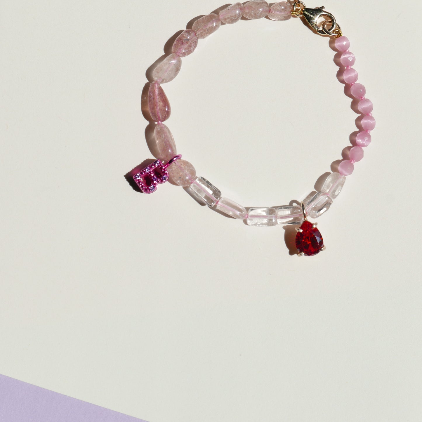 Cherry Bracelet with a "B" Pendant