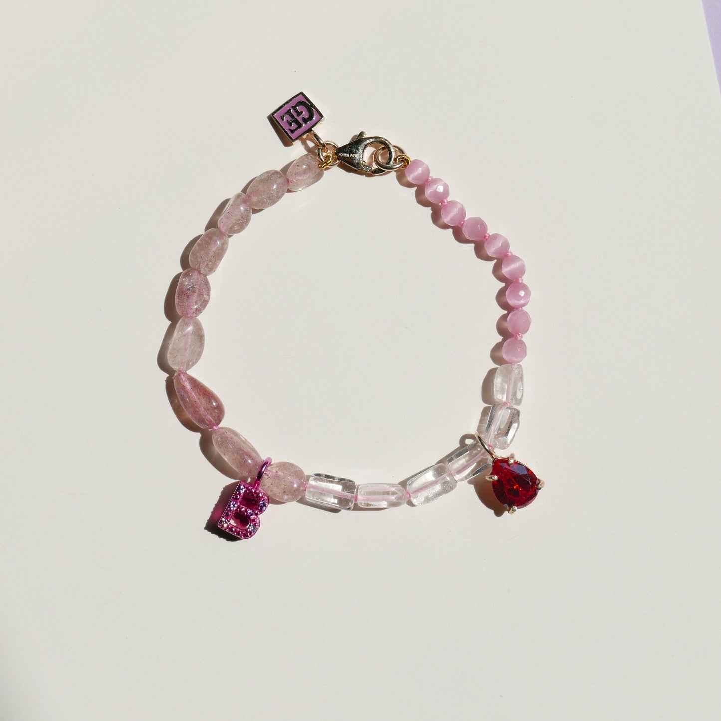 Cherry Bracelet with a "B" Pendant