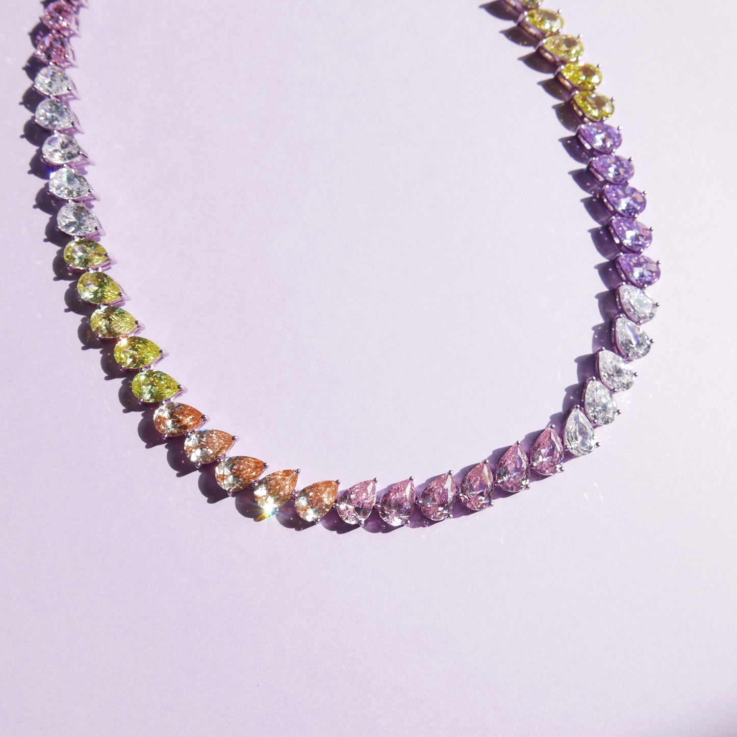 Purple Pear Tennis Necklace