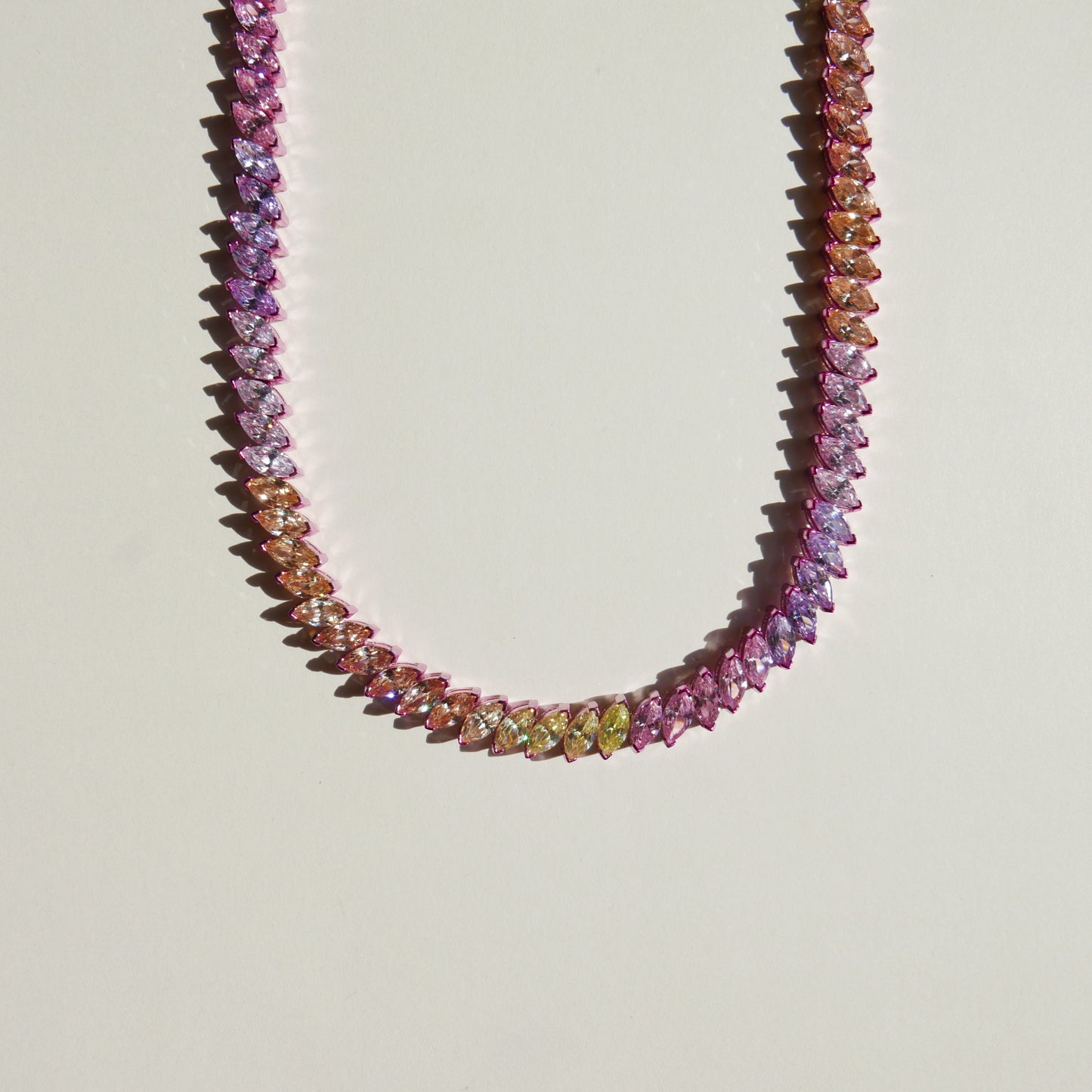 Multicolor Marquise Tennis Necklace