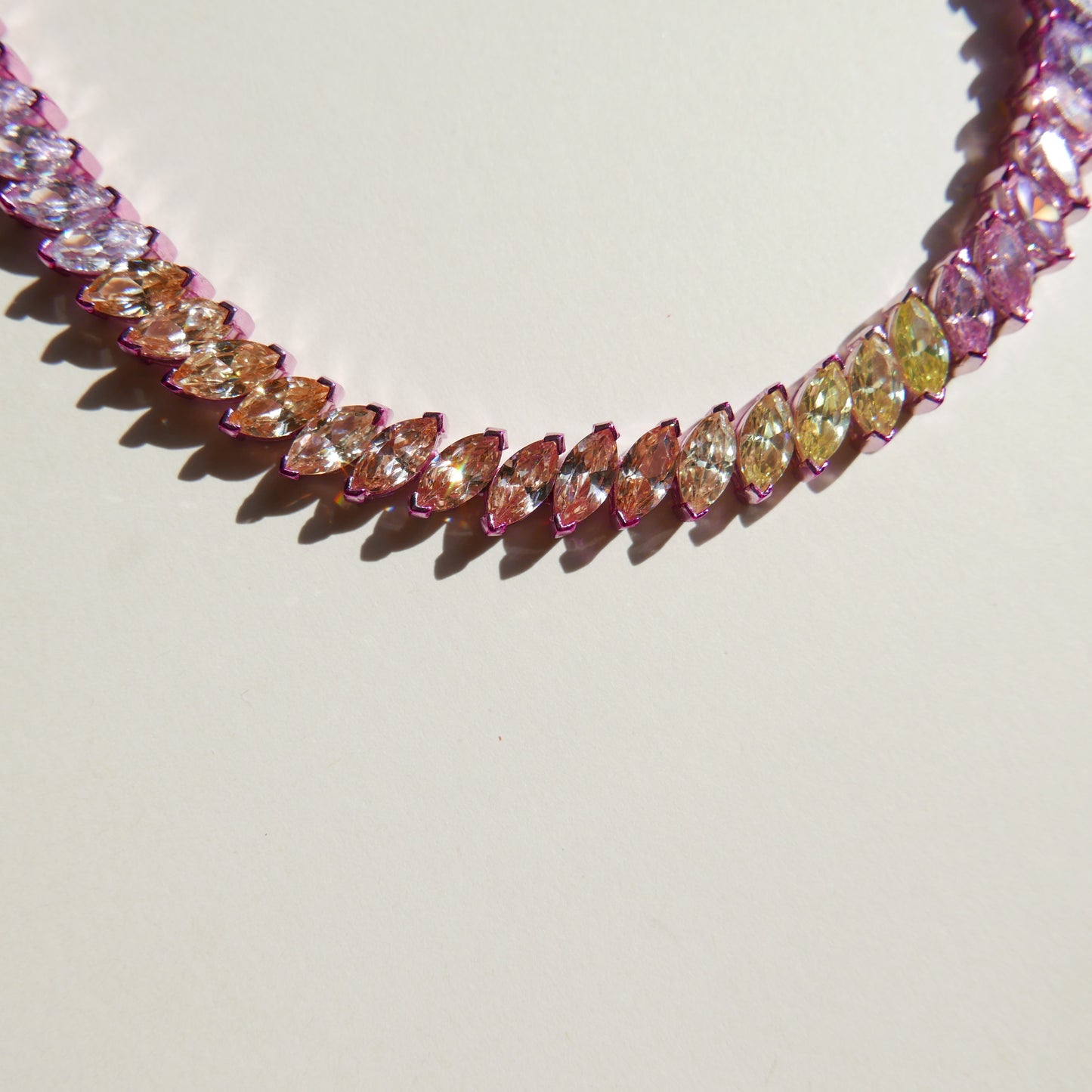 Multicolor Marquise Tennis Necklace