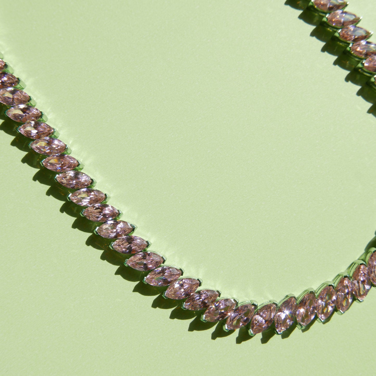 Pink Marquise Tennis Necklace