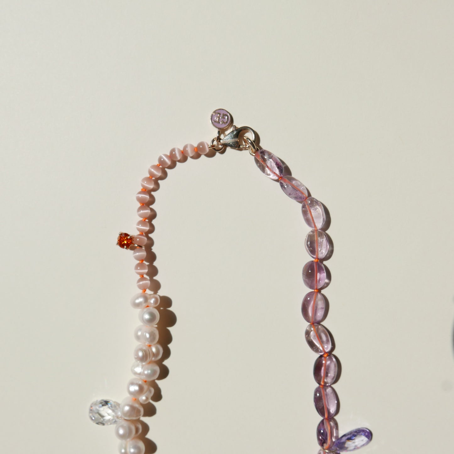 Purple Pearl Necklace with a "C"