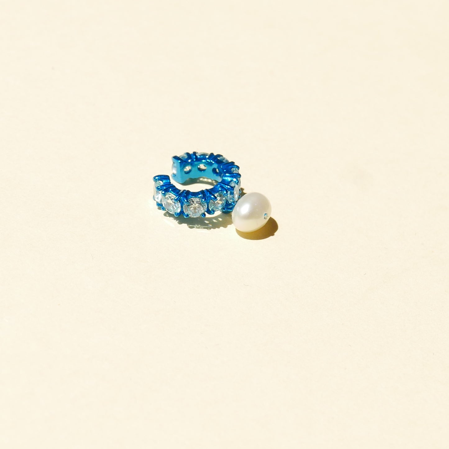 Blue Electric Earcuff with White CZ