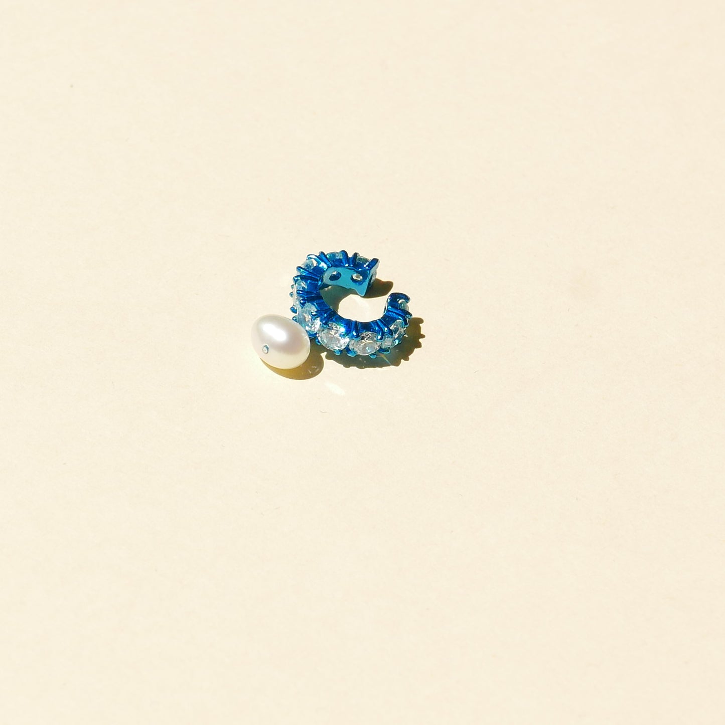 Blue Electric Earcuff with White CZ