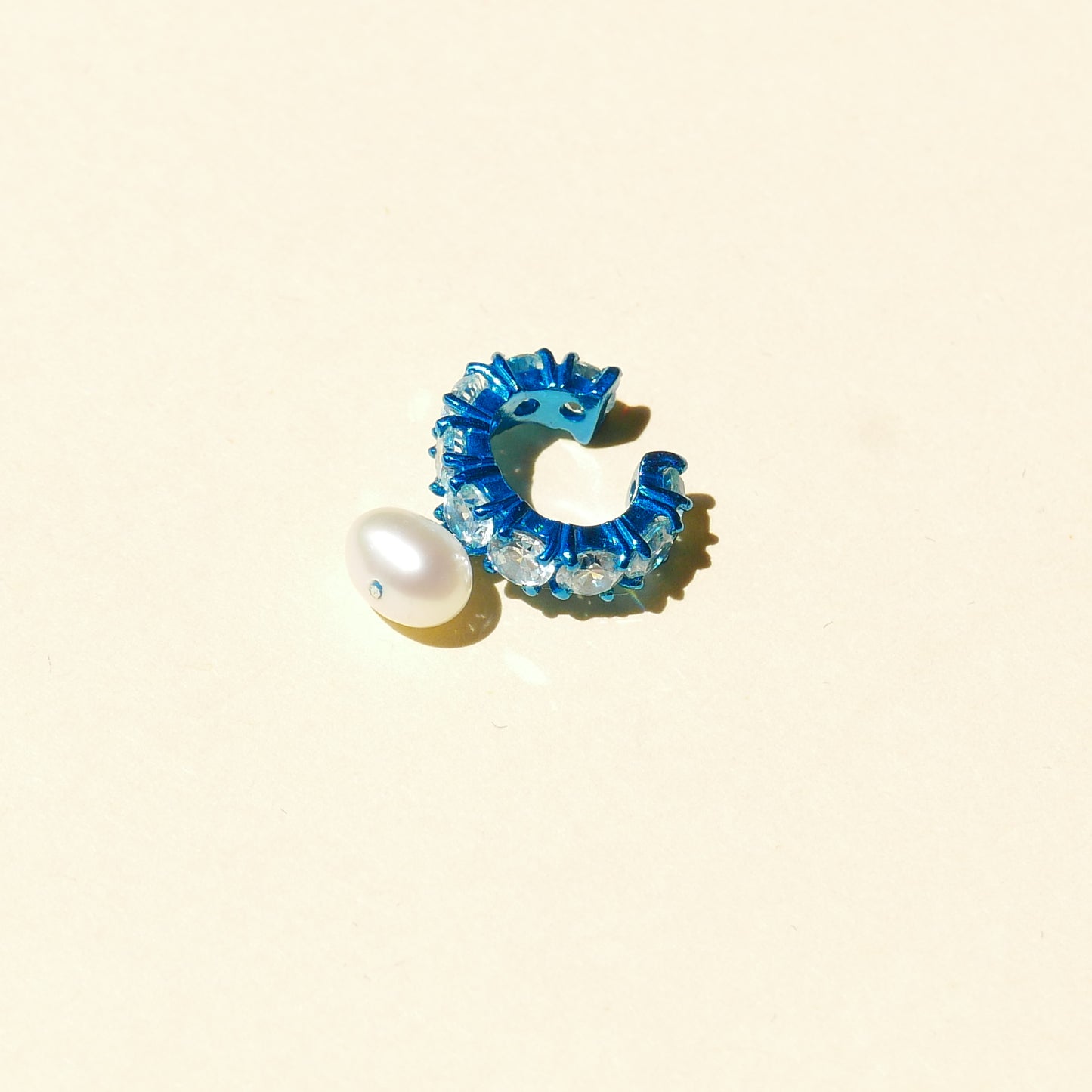 Blue Electric Earcuff with White CZ