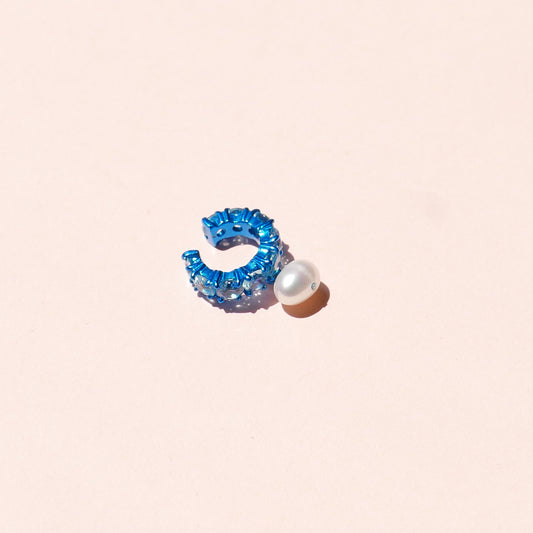 Blue Electric Earcuff with Light Blue CZ