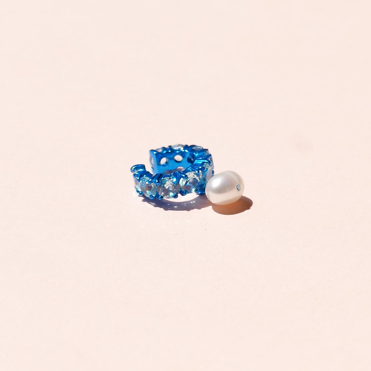 Blue Electric Earcuff with Light Blue CZ