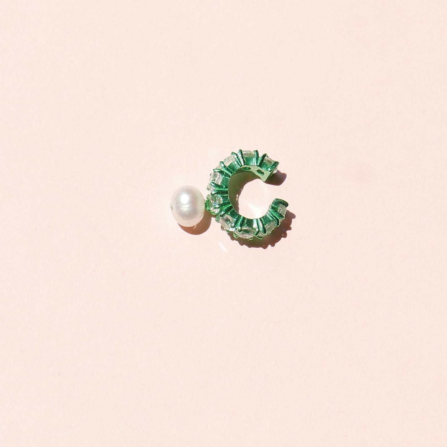 Green Electric Earcuff with White CZ