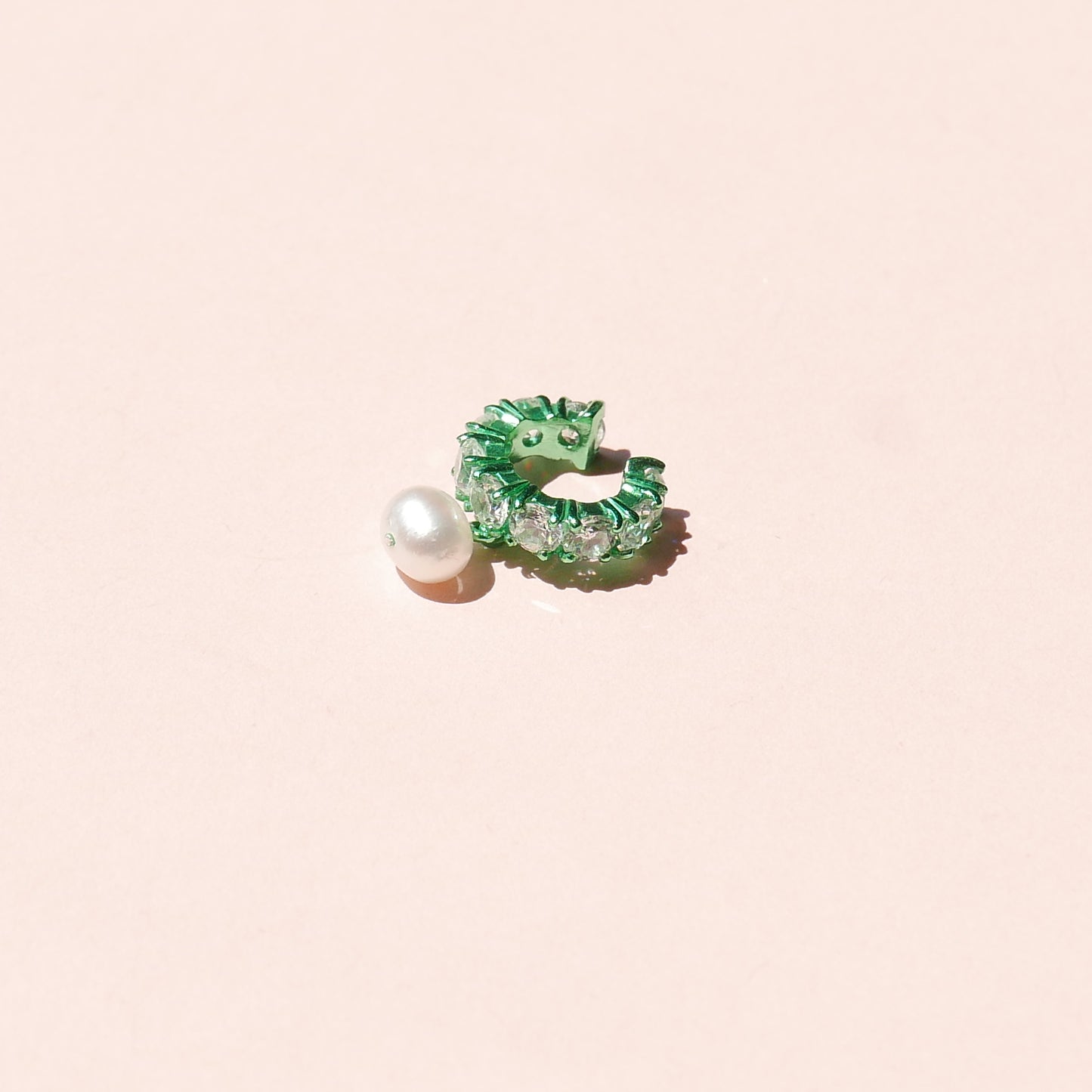 Green Electric Earcuff with White CZ