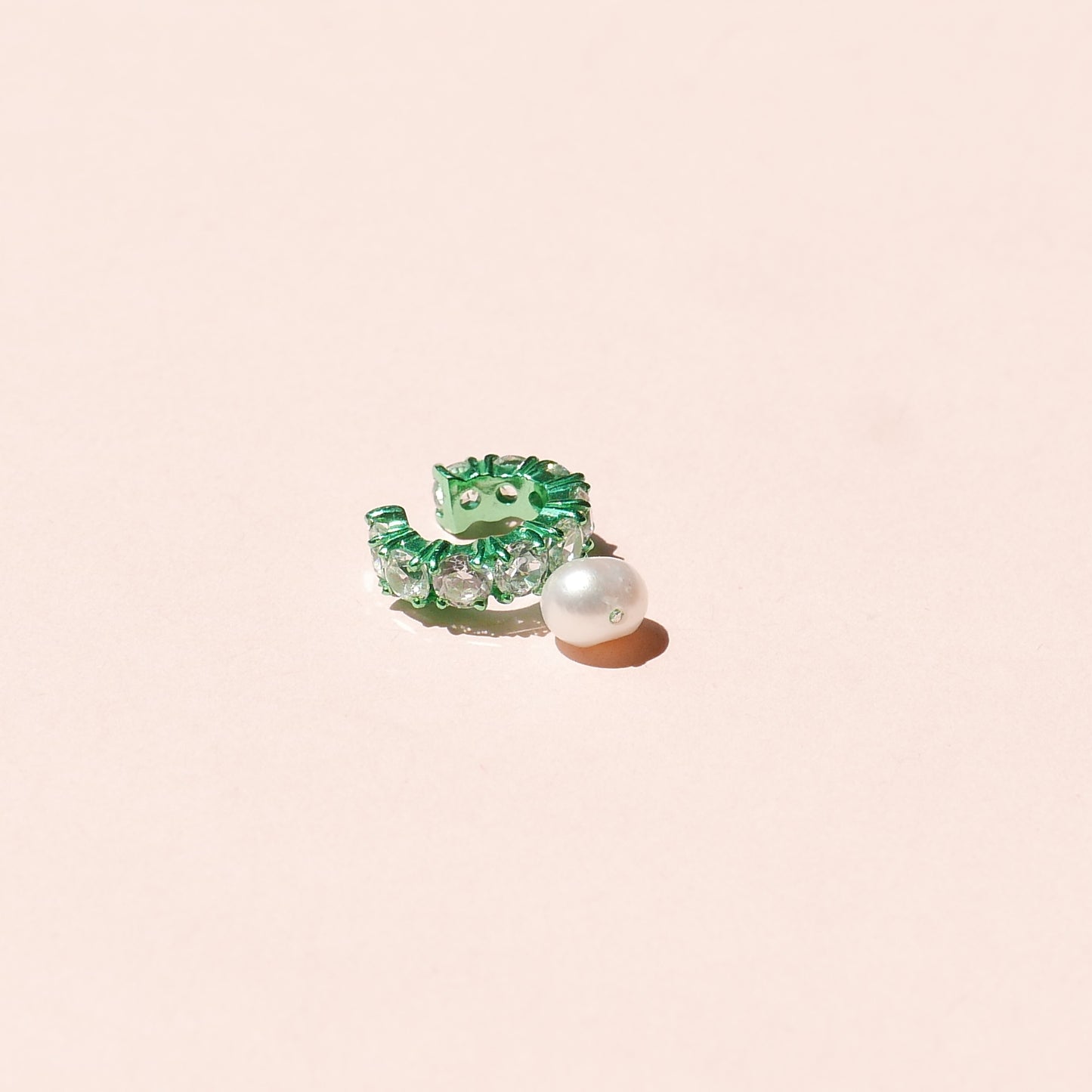 Green Electric Earcuff with White CZ