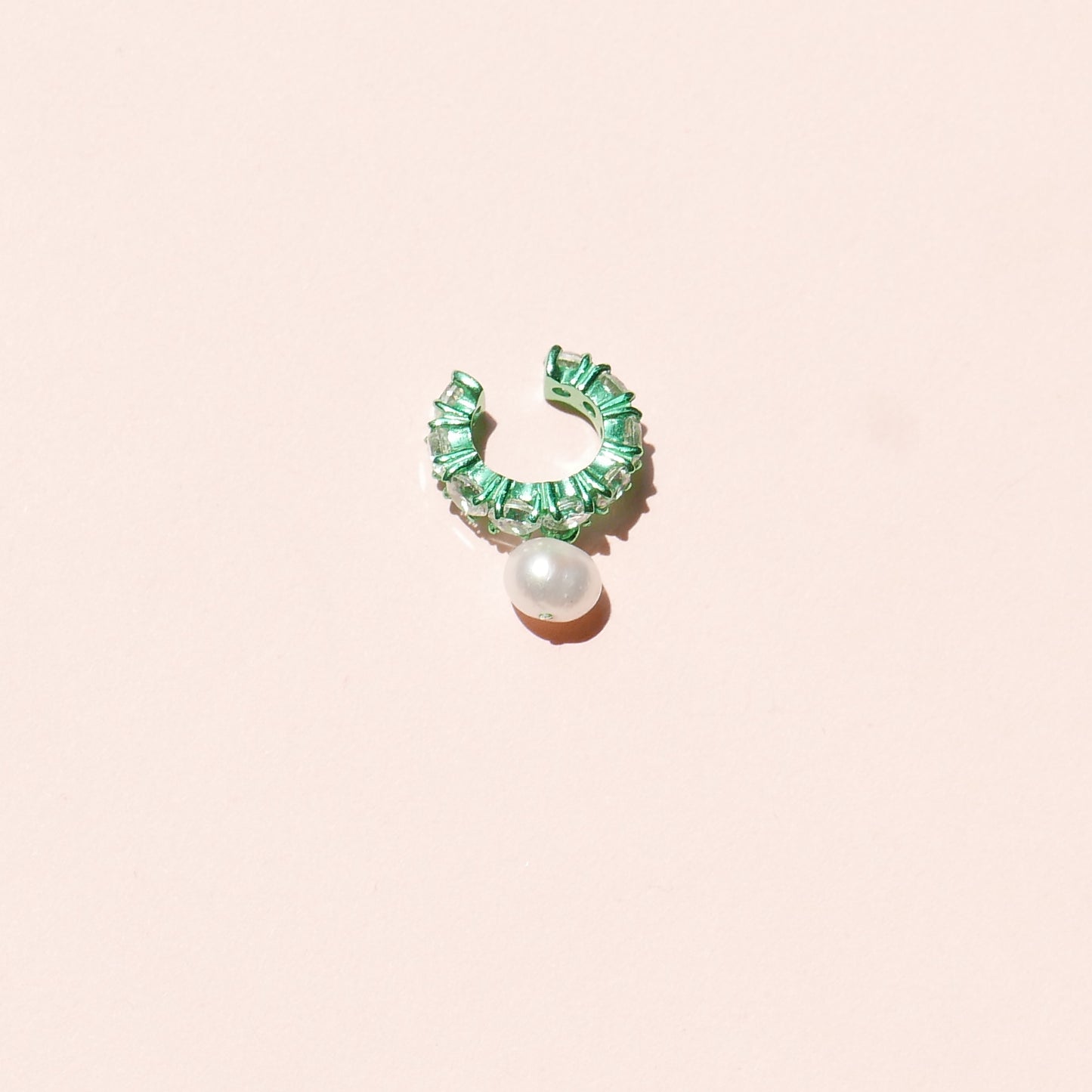 Green Electric Earcuff with White CZ