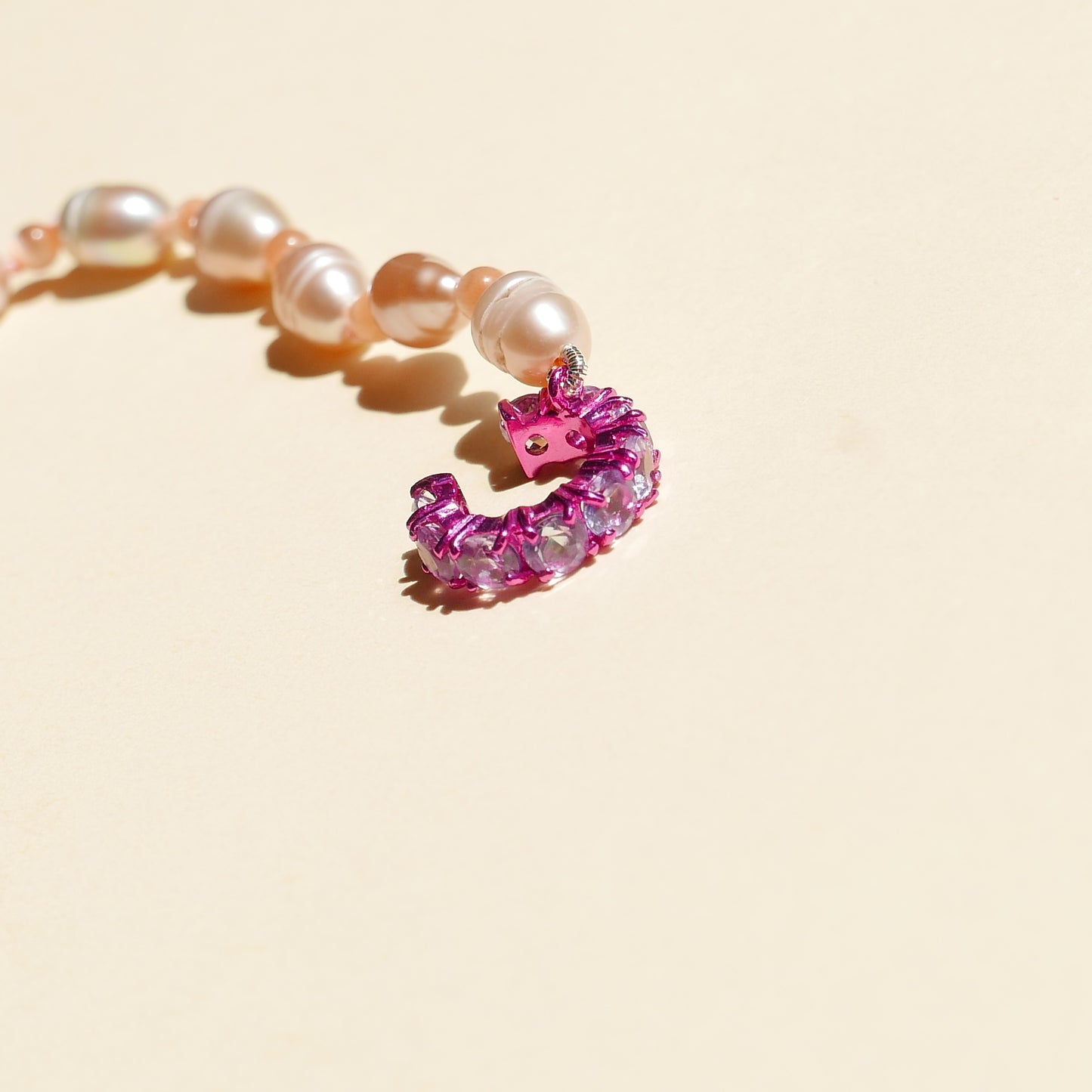 Pink Electric Pearl Sling with Light Purple CZ & a Pink Stud (R)