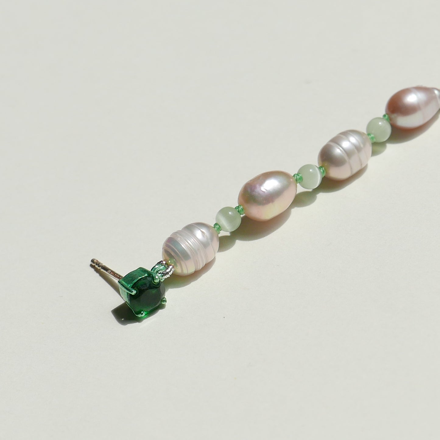 Green Electric Pearl Sling with Yellow CZ & a Green Stud (R)